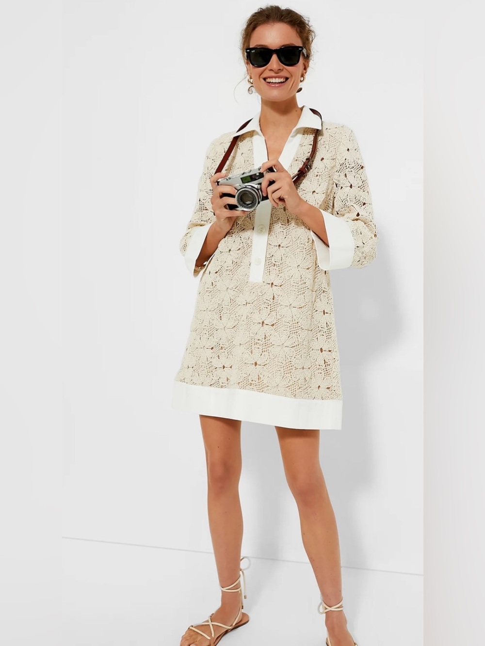Tuckernuck Cream Crochet Shirt-Tunic Coverup - Picture 7 of 11